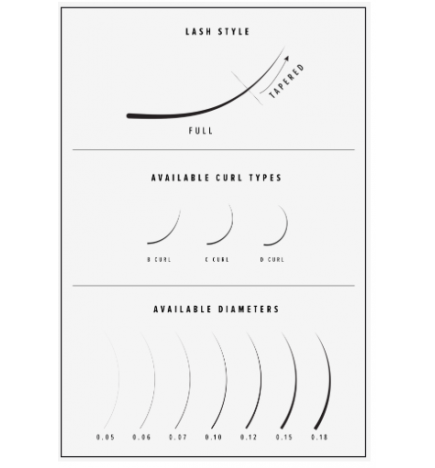 Cils courbe C  longueurs individuelles, mixtes et sourcils