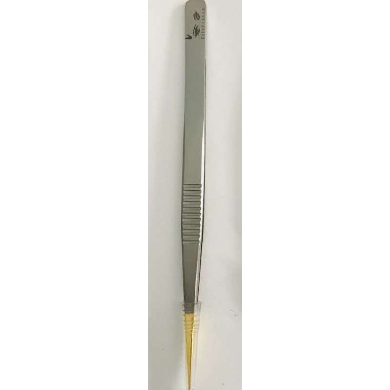 Pince fine et longue striee Argent bout en Or Pince fine et longue striee Argent bout en Or